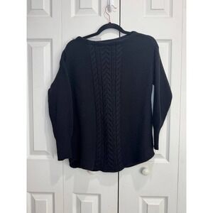Chaps Cable Knit Sweater Women's Small Black Long Sleeve Pullover Winter